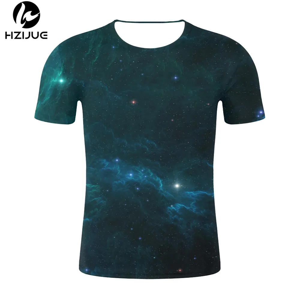 

HZIJUE 2019 Fashion 3D t shirt Male Loose Streetwear t shirt men Tops Space sun fire 3d Print Men's t-shirt Summer New t shirts