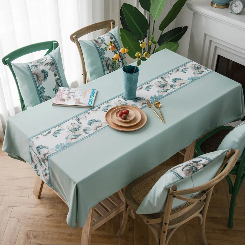 Стильный скатерти с вышивкой бежевый Кухня стол Кофе Скатерти s прямоугольные Скатерти довольно скатерть покрытие стола - Цвет: Green Flower