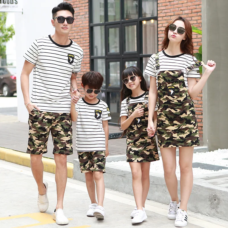 2pcs Family Clothing Shirt+pants /dress Camouflage T Shirts Mother