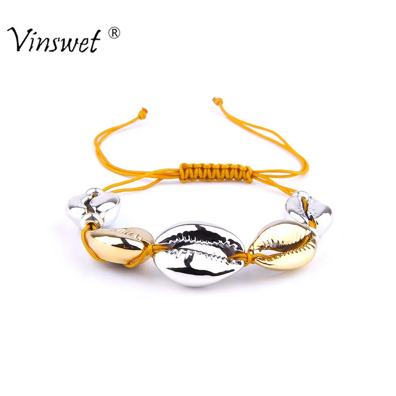 Серебряный браслет в виде раковины Cowrie Femme hematte Boho макраме дружбы для женщин