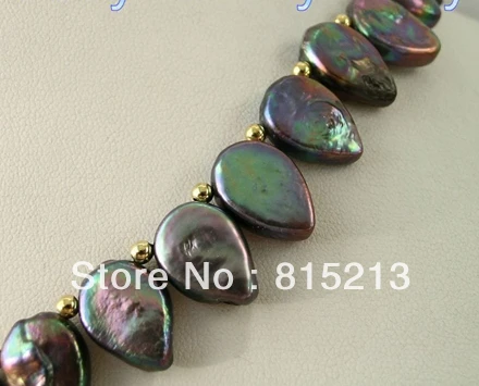 N913 17mm Drip Black Peacock FRESHWATER Pearl Necklace % Discount AAA | Украшения и аксессуары