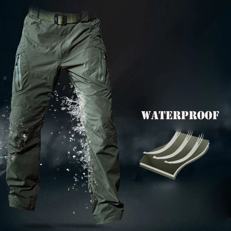 Тактические Брюки карго мужские быстросохнущие брюки военные водонепроницаемые мульти-карманы SWAT боевые Тонкие штаны для пейнтбола