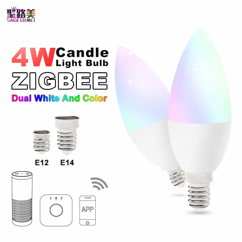 Zigbee zll led 4 W RGB + CCT свеча свет лампы смартфон приложение управления AC100-240V E12/E14 работать с Amazon Echo Бесплатная доставка