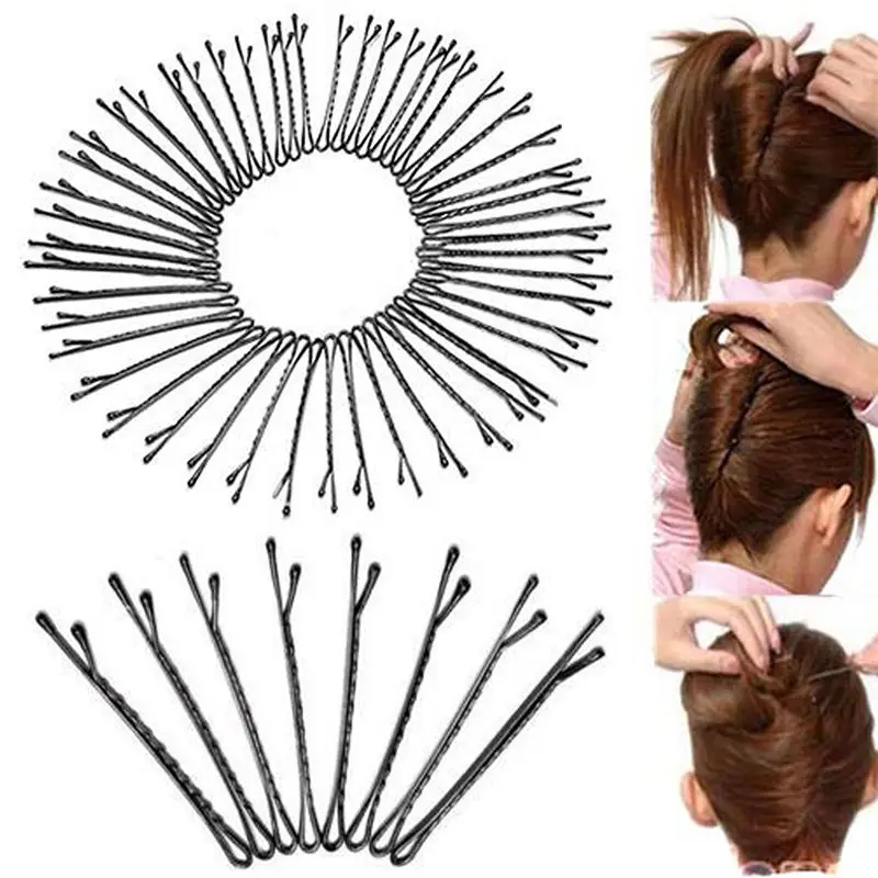Pack of 60Pcs Mini Waved Hair Clips Flat Top Bobby Pins Grips Barrette invisible