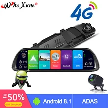 WHEXUNE Новый Автомобильный видеорегистратор 4G ADAS 10 «Android 8,1 поток медиа зеркало заднего вида gps камера-навигатор Full HD 1080 P Регистратор