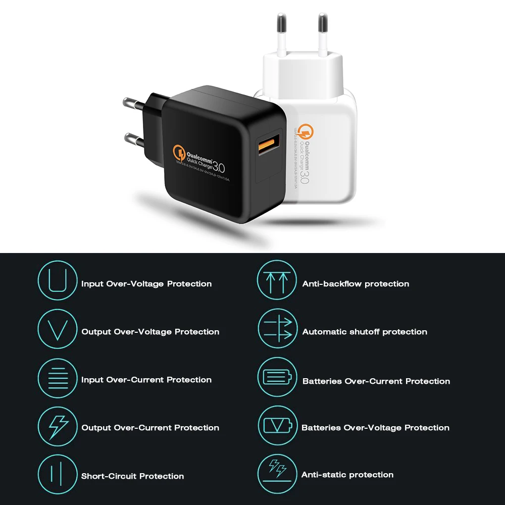 Gourde الهاتف شاحن 18 واط سريعة تهمة 3.0 محول السفر ل iphone الهاتف المحمول شاحن الاتحاد الأوروبي التوصيل جدار USB لسامسونج لهواوي Gourde الهاتف شاحن 18 واط سريعة تهمة 3.0 محول السفر ل iphone الهاتف المحمول شاحن الاتحاد الأوروبي التوصيل جدار USB لسامسونج لهواوي