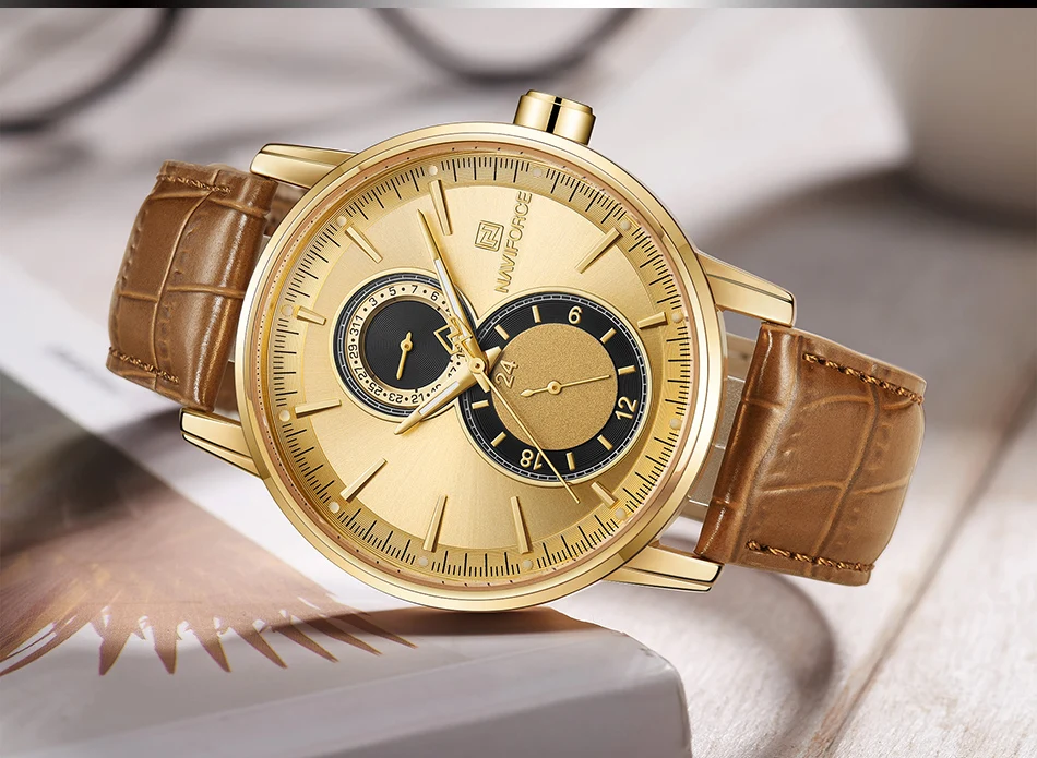 Новые модные повседневные NAVIFORCE брендовые водонепроницаемые кварцевые часы мужские деловые кожаные спортивные часы мужские часы Relogio Masculino