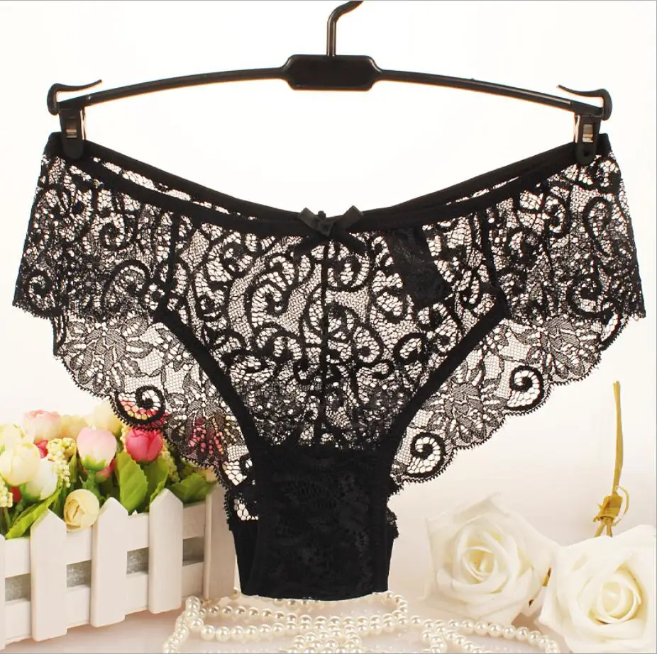 

Sexy mid-rise ladies panties Hot-selling classic lace openwork briefs