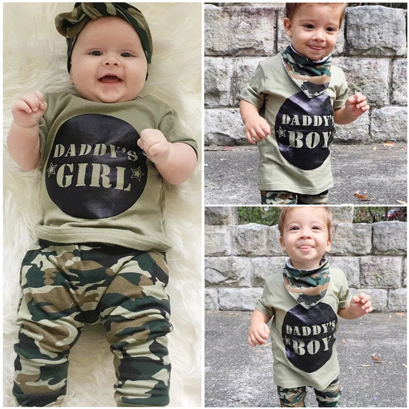 Summer Baby Daddy's Boy Girls Family Matching Clothes Set Tops+