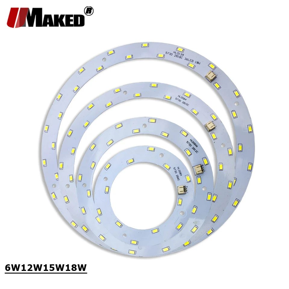 UMAKED SMD5730 светодиодный PCB 6W12W 15W 18W круглый светильник потолочный заменяемый