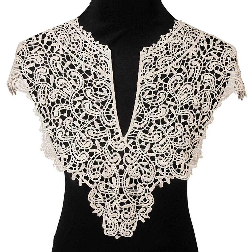 

1PC Embroidery Big Flowers Neckline Fabric DIY Collar Fabrics for Women Girls Sewing Supplies Crafts