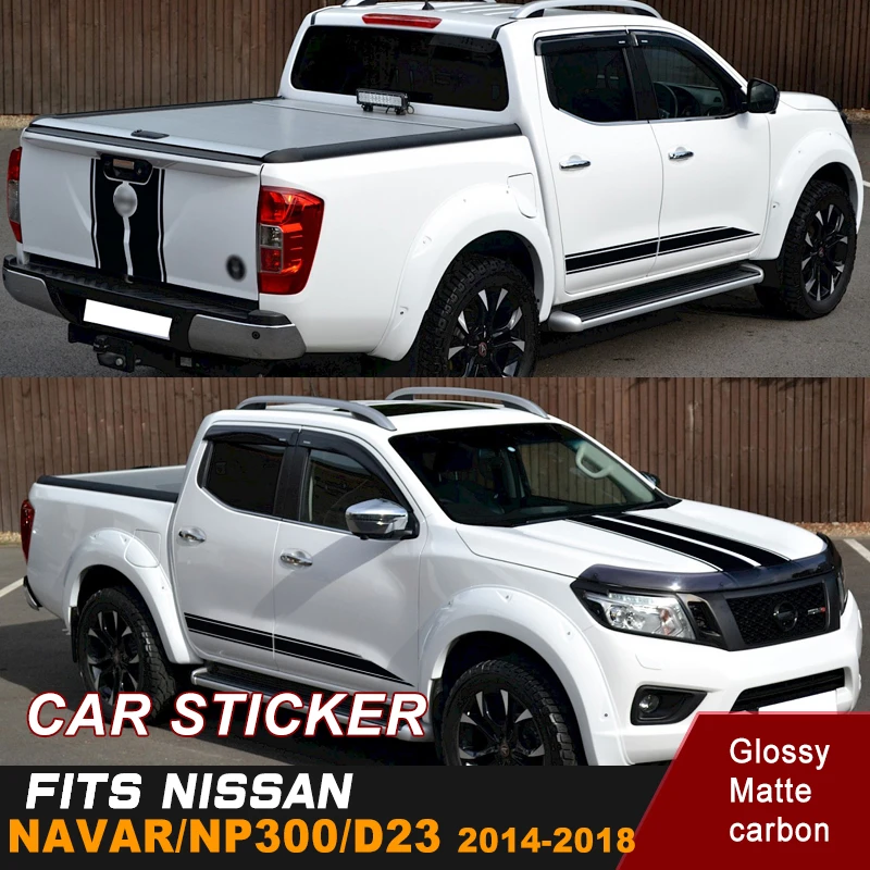 

free shipping 4 PC side door rear trunk cool shark stripe graphic Vinyl sticker for NAVARA NP300 2015 2016