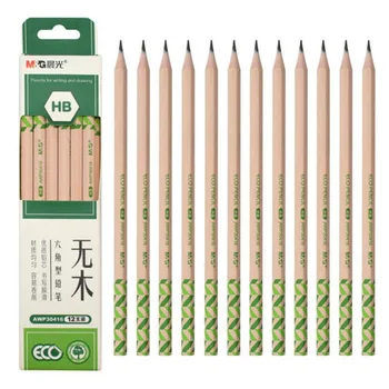 

12 Pcs Eco-friendly Natural Wood Pencil HB Blank Green Hexagonal Non-toxic Standard Pencil Stationery Office School Supplies