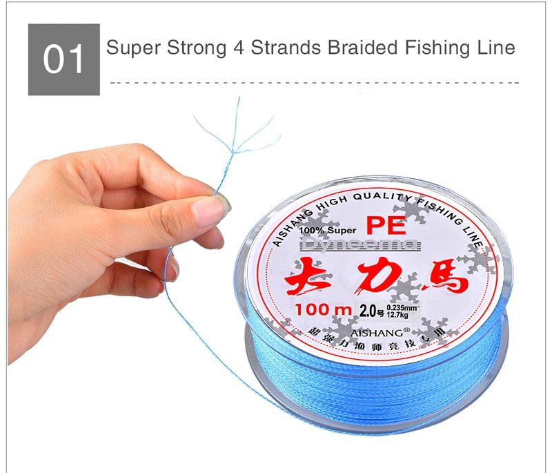 Linha de Pesca Linha de Pesca para a Carpa Isca de Pesca 100 m Extremo Forte 4 Vertentes pe Trançada 8lb 90lb Cinza Jogo Mar Multifilament para a Carpa Mod. 1086878 7 Cheap Linhas de pesca