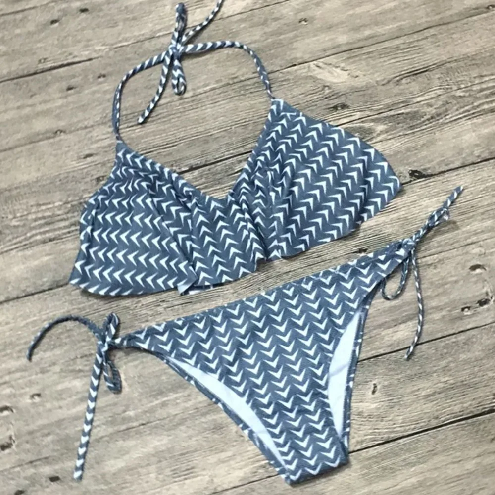 

FDXAOQY 2018 Halter Sexy Bikini Set Women Swimwear Swimsuit Push Up Bathing Suit Bandeau Crop Top Bottom Bandage New Arrived
