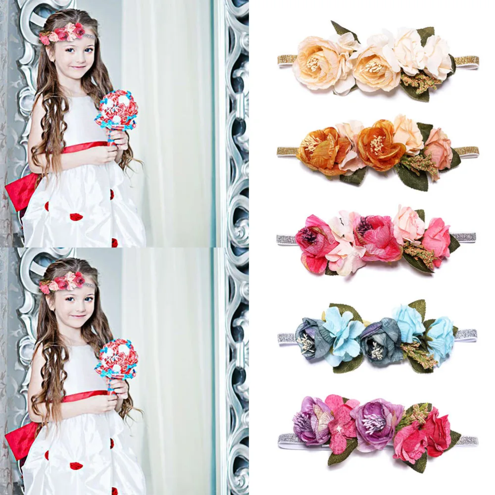 

M MISM Wedding Flower Crown Headband for Girls Bezel Head Wreath Bridesmaid Headpiece Children Headband Wianek Hair Accessories
