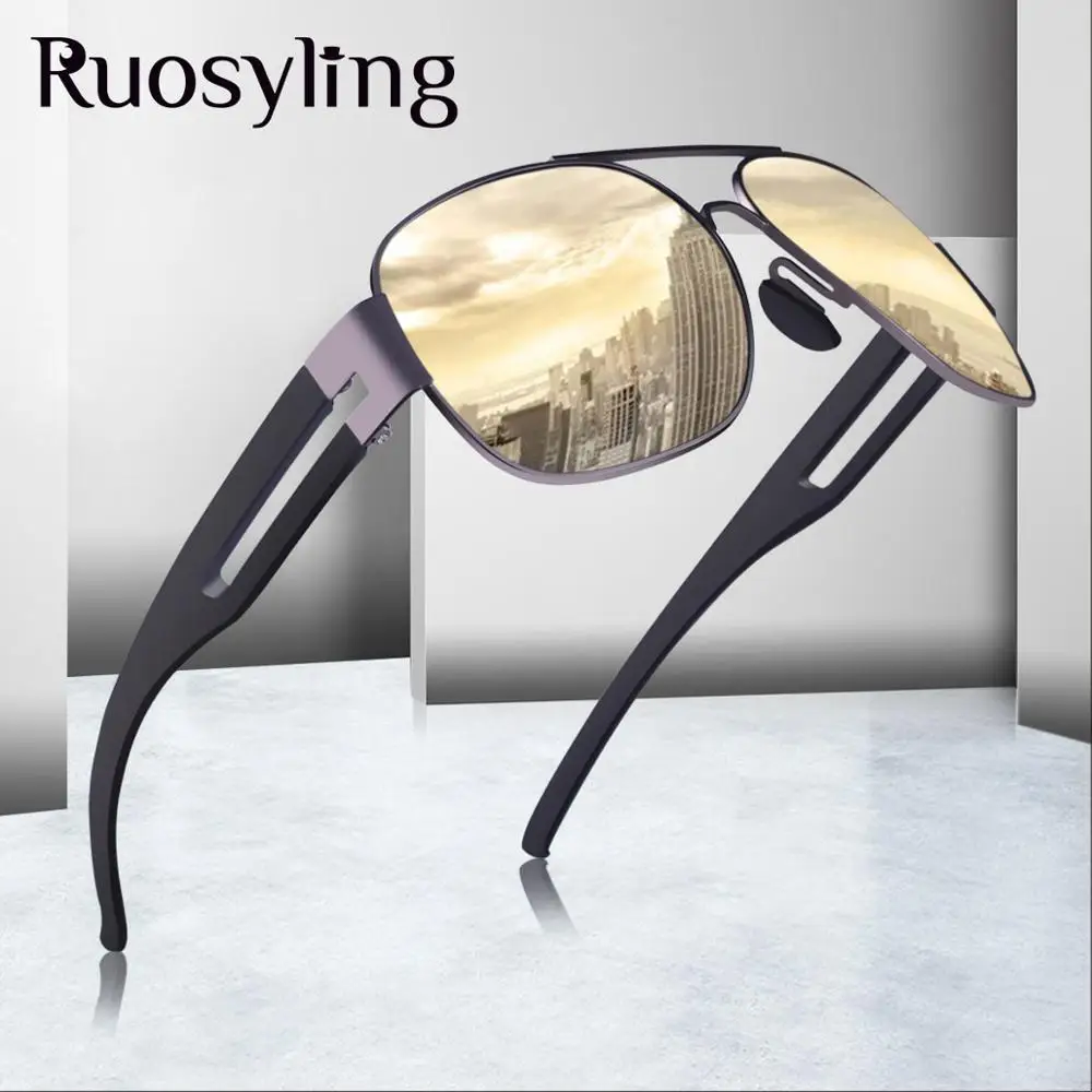 

Ruosyling UV400 Pilot Sunglasses for Men Polarized Matte Black Dark Sunglasses RetroTR90 Ultralight Flexible Driver Glasses 2019
