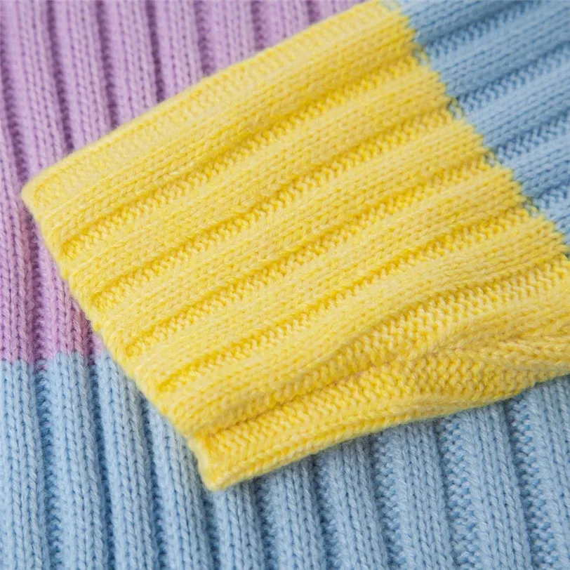 chic rainbow pullover women 2018 stripe women's sweater knitted pulover feminino manga longa inverno dropshipping #F#40OT5 (16)