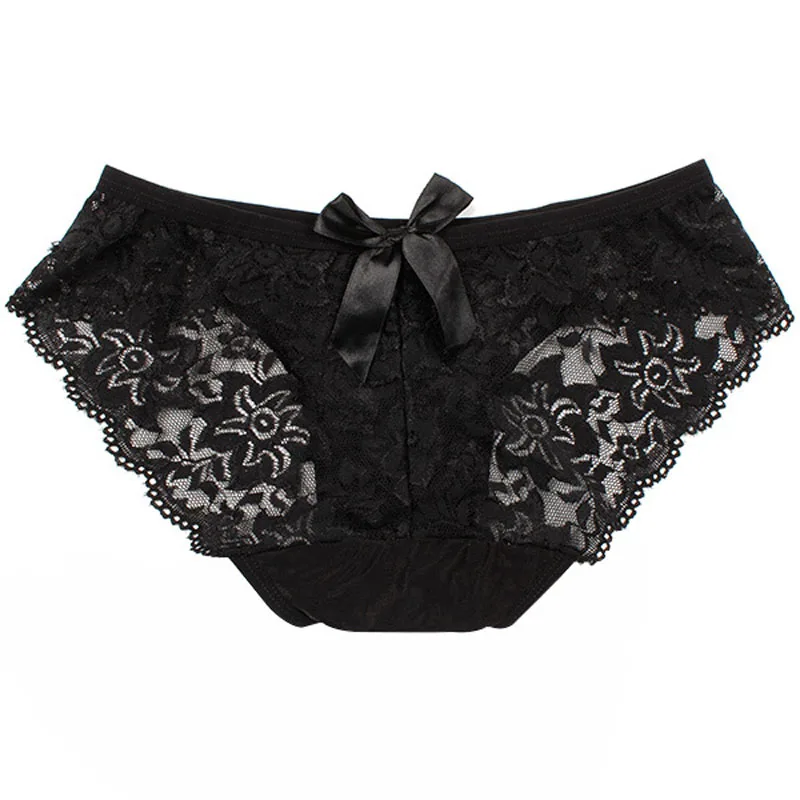 Women Sexy Lace Briefs Seamless Hollow Panty Floral Bowknot Underwear Knickers Solid Low Rise Intimates 17