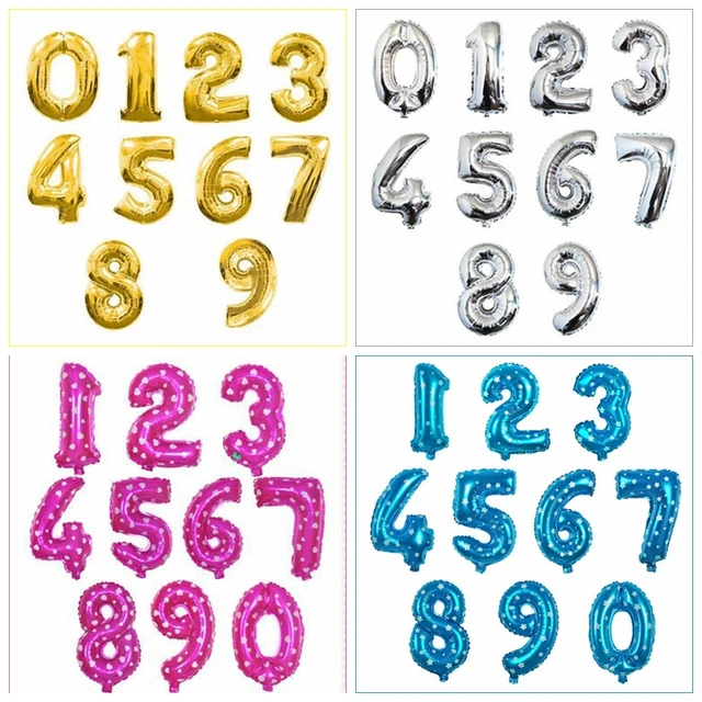 16/32/40 inch Figure Digit Number Foil Balloons Birthday Party Wedding Dec Gold Silver Blue Pink Inflatable Helium Gas Balloon