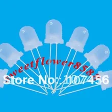 250 шт Белый 10 мм диффузный белый 1200mcd лампа сверхъяркая светодиодный 10 мм светоизлучающий диод