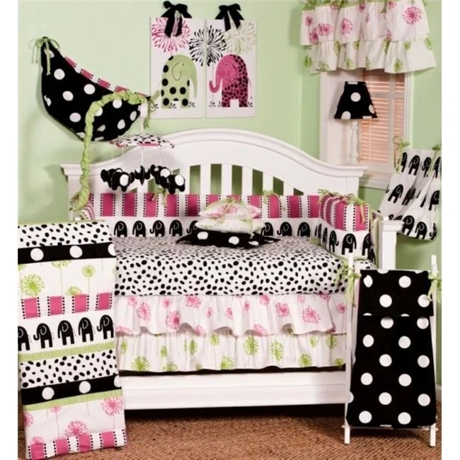 Cotton Tale HD8S Hottsie Dottsie 8 Pieces Crib Bedding Set - Black Pink