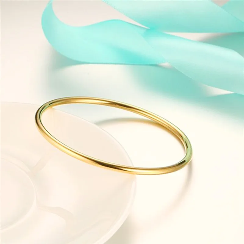 BOAKO нержавеющая сталь Классический Круглый Золотой 3 мм один круглый браслет простой стиль закрытый тонкий круг провода браслеты для женщин