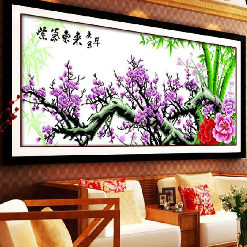 

DIY Cross stitch Sets For Embroidery painting Precise Printed Plum blossom Patterns Counted Cross-Stitching kits needlework
