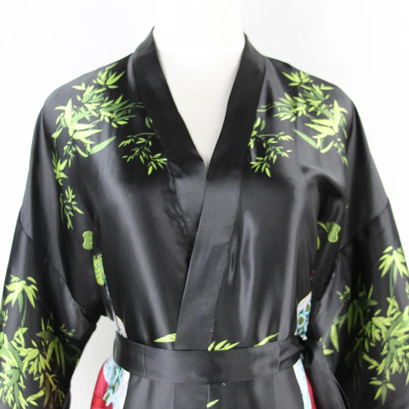 Плюс размер XXXL сексуальный черный китайский женский шелковый халат Национальный белье Ночная рубашка Короткое Ночное белье кимоно банное платье пижамы SR017