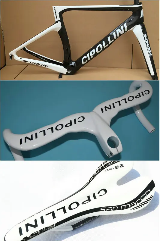 

White Cipollini NK1K carbon road race bike frame Glossy/ Matte bb68 bb30 + handlebar + Saddle white black