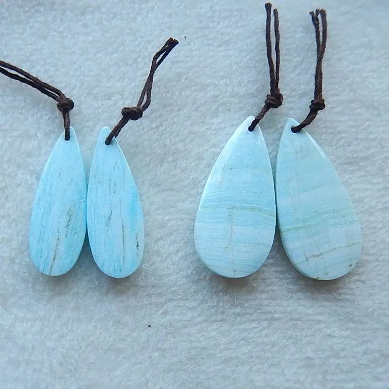 

Natural Gemstone 2pairs of larimar Semi-precious stones, Jewelry accessories Earring Beads,33x15x4mm,31x11x4mm,11.3g