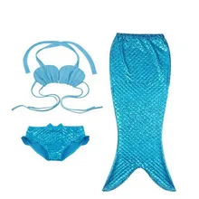 Детские мультфильм купальники Костюмы море девушка девушки 3 шт хвост русалки купальные костюмы купальник Детские комплекты бикини ванный комплект От 3 до 12 лет