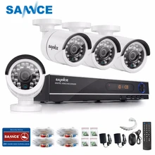 SANNCE 8CH система видеонаблюдения 4 в 1 DVR 4 шт. 720 P ИК защита от атмосферных воздействий камера домашняя система безопасности комплекты видеонаблюдения