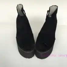 Туфли принцессы в стиле панк, большие туфли, обувь на толстой черной подошве с боковой молнией, обувь на высокой платформе, an1382