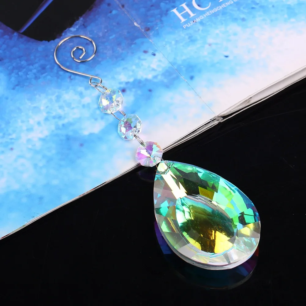 H& D 76 мм Подсолнух Кристалл Висячие Подвески Suncatcher с восьмиугольной люстра лампа капли Призма части Свадебный домашний декор