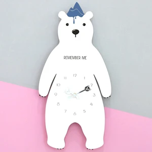 White Mandelda творческий дизайн ДВП Белый Sea Bear настенные часы украшение для дома большой деревянный полярный медведь 5 мм, с акриловыми шариками иглы - Цвет: White