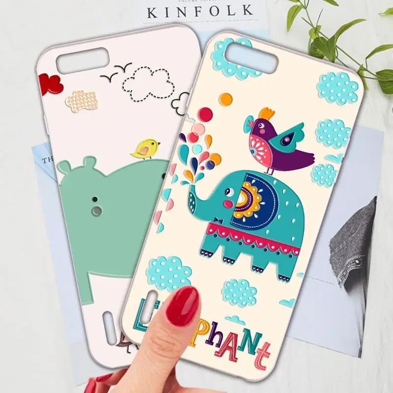 

Silicone Phone Case For Huawei Honor 6 Plus Case Cartoon Cute Animal Fresh Phone Bag Shell For Huawei Honor 6 Cover