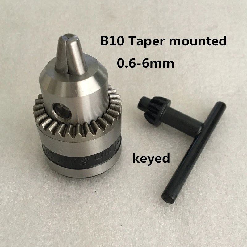 Keyed 6mm drill chuck B10 Taper mounted power tool drill chuck capacity 0.6 6mm with key good