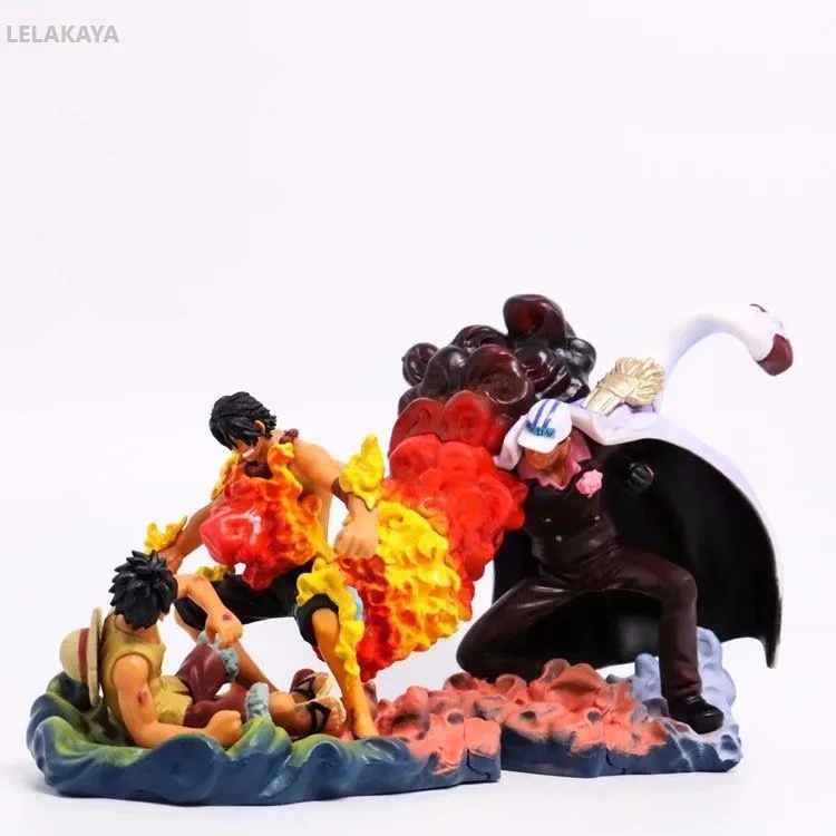 

10~13cm Anime Action Figure ONE PIECE Luffy & Ace Vs Sakazuki Fighting Scenes Ver PVC Model Decoration The Death of Ace War Doll