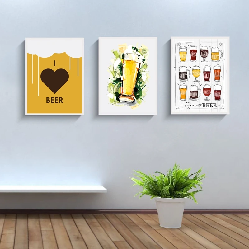 

Vintage Beer Poster Canvas Art Prints Wall Picture , I Love Beer Canvas Prints Poster Bar / Pub Retro Hanging Wall Decor
