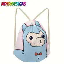 NOISYDESIGNS Drawstring Bags Girls Custom Alpaca Printed Backpacks Canvas Rucksack Storage Bags Softback Women’s Mochila rugzak