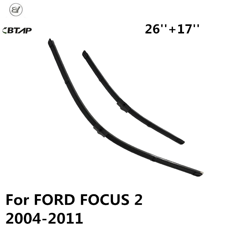 BTAP 2PCS Refillable Combo Silicone Rubber Wiper Blades For Ford Focus