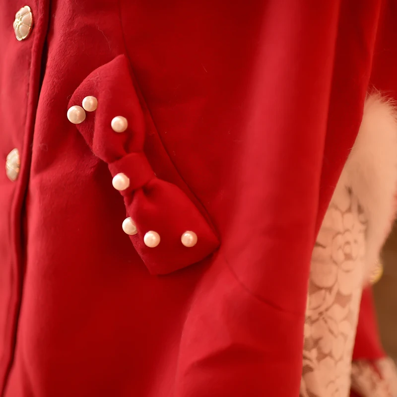 Du Laine Bonbons Arc Chaîne De Col La Avec D'hiver Princesse À Pluie Dentelle Manteau Nouvel C15cd5926 Fourrure Capuche Nouveau Noël Lolita Sweet An En dhBtsCxQr