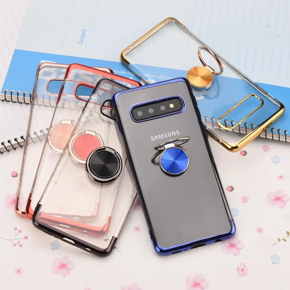 For Samsung Galaxy S8 S9 S10 Plus S10 lite Ultra Thin Transparent Phone Case Car Magnetic