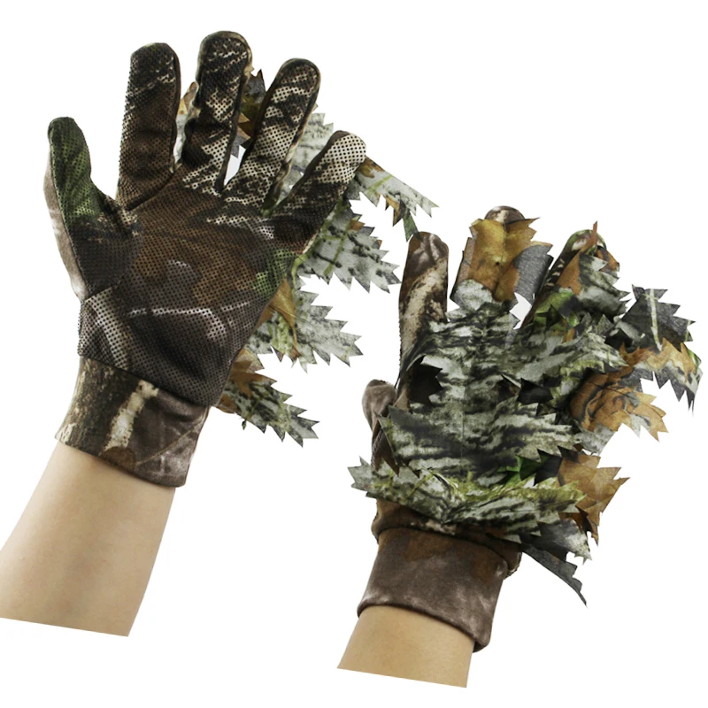Лидер продаж открытый 3D Кленовые Листья Bionic Камуфляж перчатки полный палец Нескользящие охотничьи перчатки для охоты рыбалки