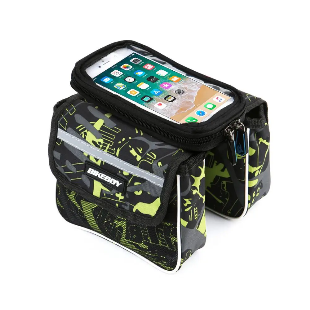 

Pawaca Bike Frame Bag Bicycle Top Tube Bag Cell Phone Bag Waterproof Sensitive Touch Screen Mountain Bike Front Saddle Bag