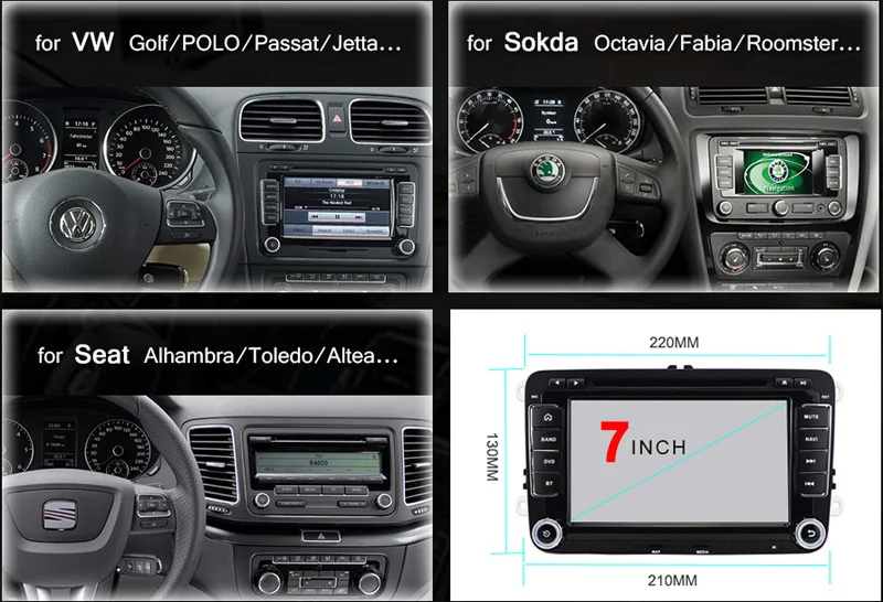 Sale FUNROVER 7"2 din android 6.0 Car dvd Stereo Player GPS Navigation In-Dash For VW Volkswagen POLO PASSAT Golf Tiguan Skoda Rapid 16