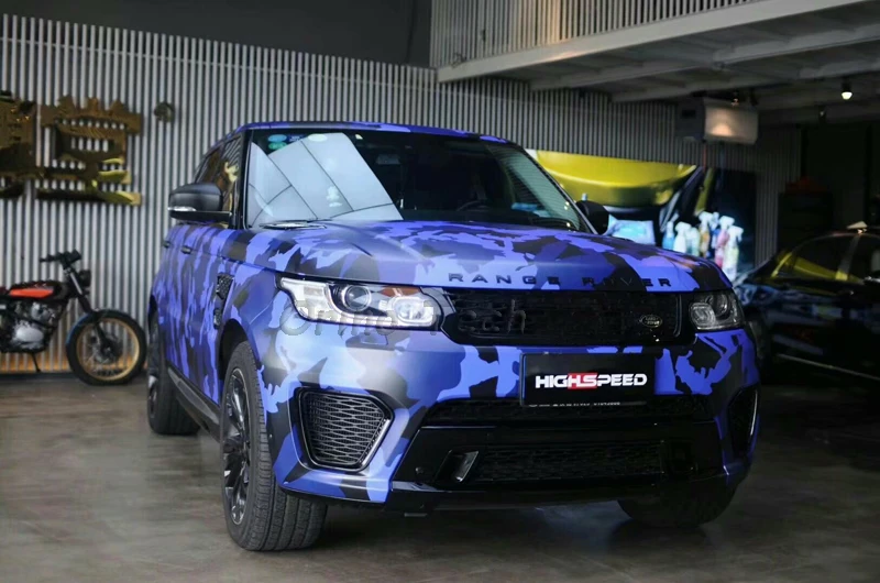 Black Blue Vinyl Film Wrap-2