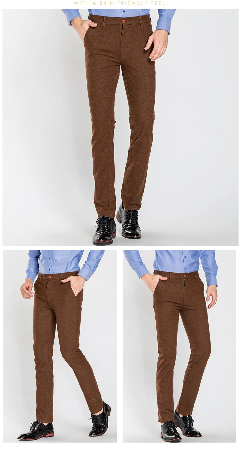 Новые мужские брюки прямые свободные повседневные брюки, большой размер 28-40 хлопок модные мужские брюки для делового костюма коричневый серый