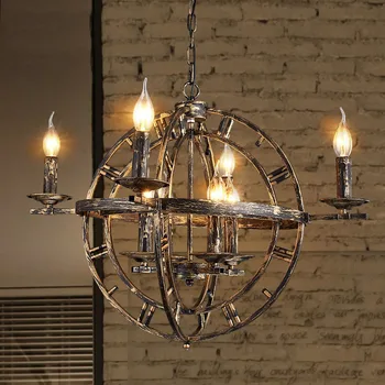 

Cafe light retro chandelier creative personality round LED fashion industrial wind chandelier villa cafe restaurant LU728295